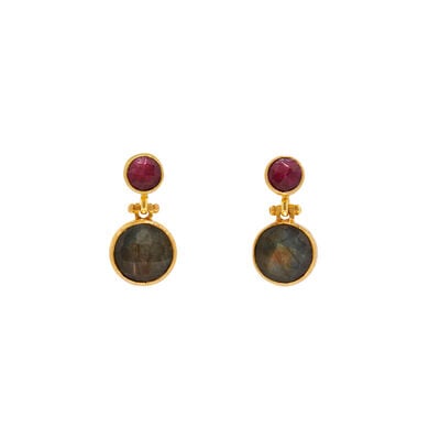 Labradorite and ruby earrings by Ottoman Hands